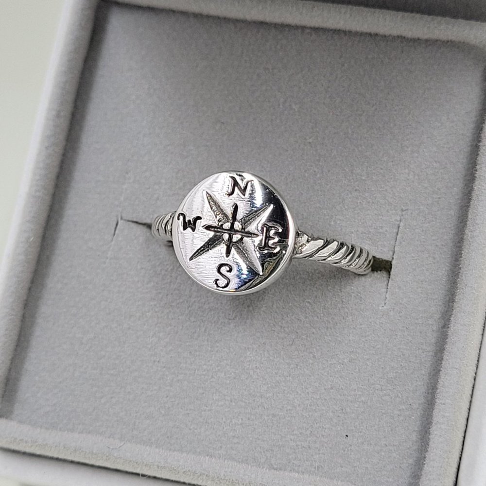 Sterling Silver Compass Rose Ring